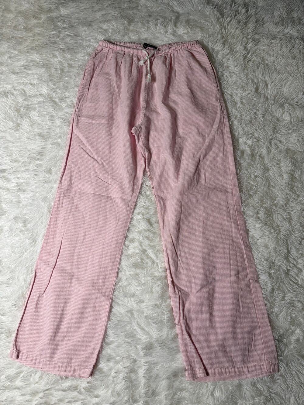 Brandy Melville Pink White Striped Wide Leg Pants Drawstring Lounge Beach One Sz
